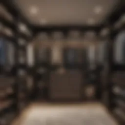 Elegant walk-in closet with well-organized shelves