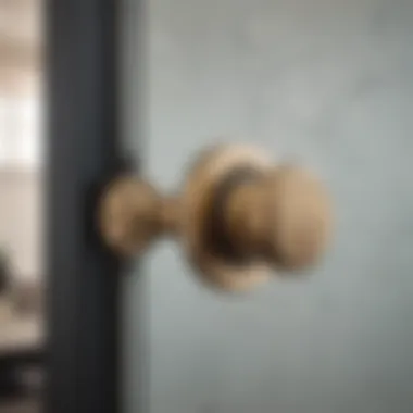 Close-up of shower door hardware and bench materials