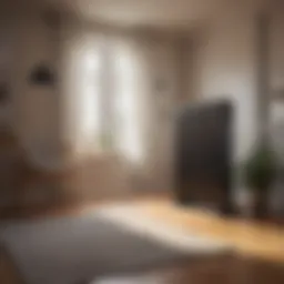 Illustration depicting various types of electric heaters in a cozy home setting.