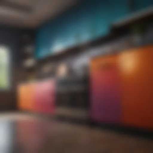 A beautifully painted kitchen cabinet showcasing vibrant colors.