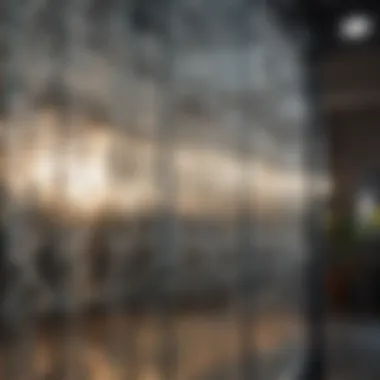 Intricate Design of Glass Partition Construction Close-up of glass sheet partition construction details