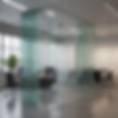 Sleek Glass Partition in Contemporary Workspace Elegant glass sheet partition wall in modern office