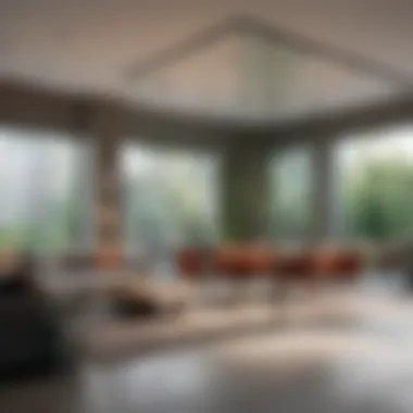 Chic Glass Dividers in a Modern Living Space Stylish living room featuring glass partition