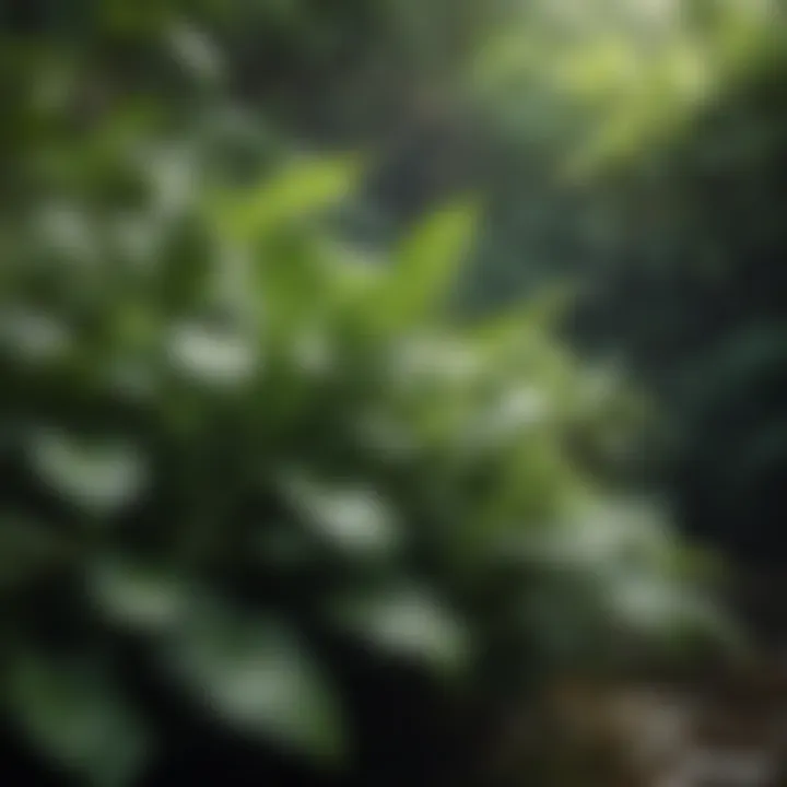 Close-up of lush foliage of shade water plants