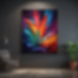 Elegant statement wall decor showcasing a blend of modern art and vibrant colors.