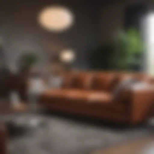 Different styles of couches in a living room setting