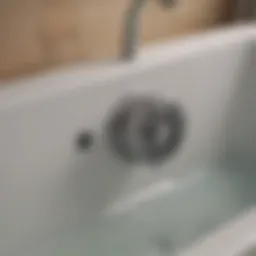 Detailed view of a bathtub drain assembly