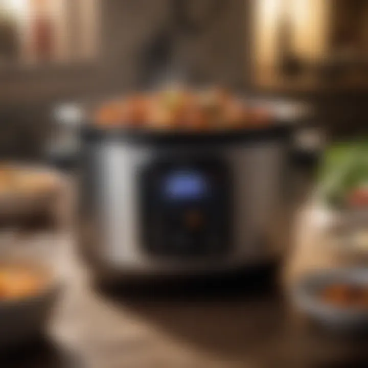 An array of delicious meals prepared in large slow cookers