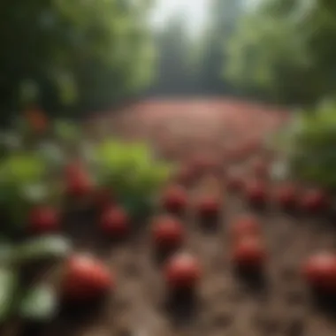 Healthy strawberry bed with rich soil and thriving plants.