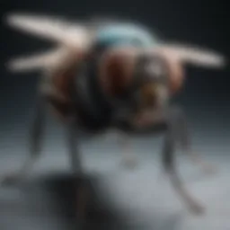 A magnified view of a fly