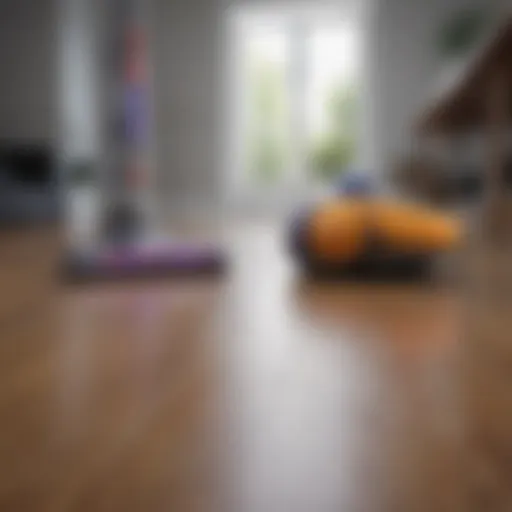 Dyson vacuum showcasing its design features