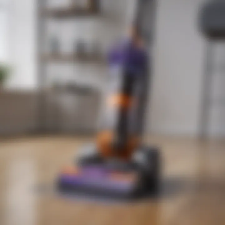 Close-up of Dyson vacuum suction capabilities
