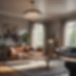 Modern fan creating airflow in a stylish living room