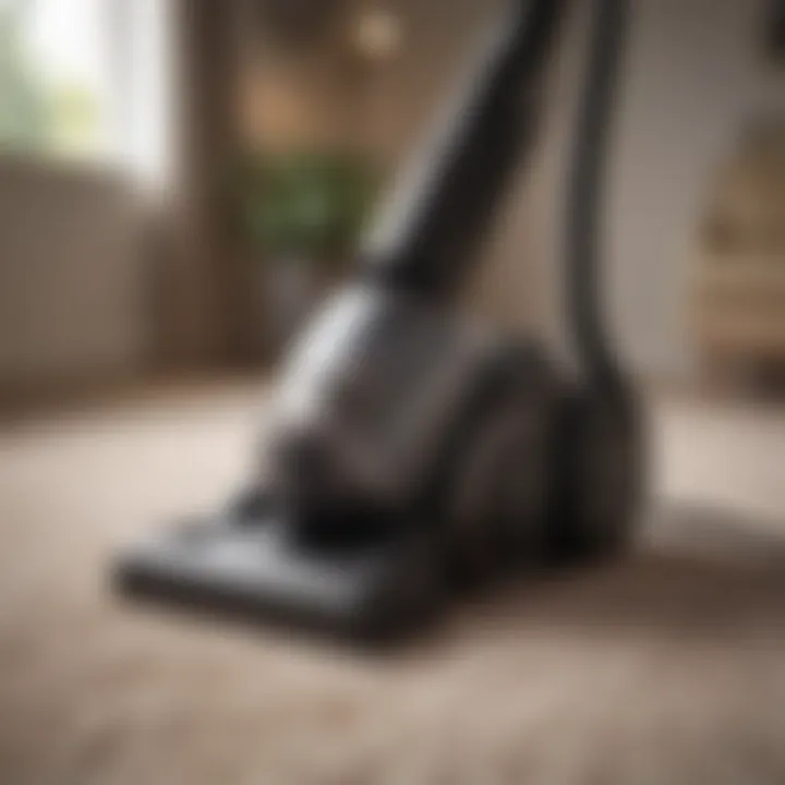 An elegant and modern vacuum cleaner on a stylish carpet.