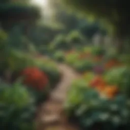 A vibrant vegetable garden showcasing various types of plants