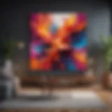 A vibrant abstract painting enhancing a modern living room