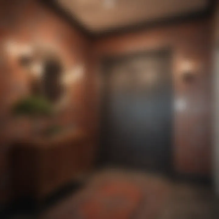 Striking accent wallpaper adding depth to a narrow entryway