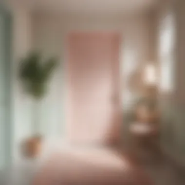 Soft pastel-colored wallpaper creating an inviting small entryway
