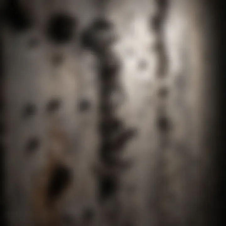 Close-up of black mold on a wall