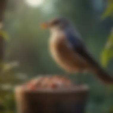 A close-up of a bird enjoying suet