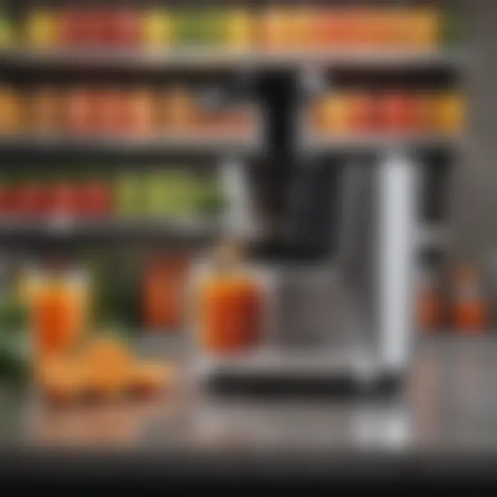 Consumer comparing different juicer models in-store