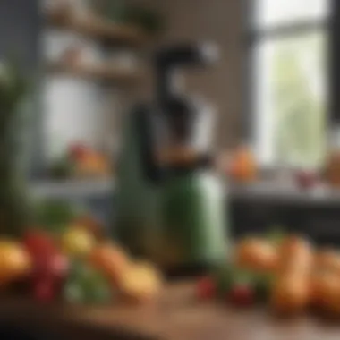 Selection of fresh fruits and vegetables for juicing