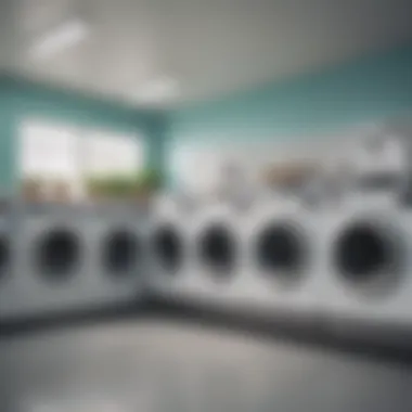 Laundromat with comforters in washers